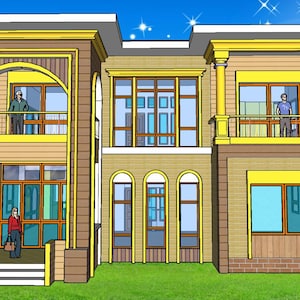 V-150| # Blueprints Two storey modern house plans | Best selling tiny home design | Five bedrooms 4.5 bathroom 3 Living