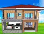 V-871| Duplex House Plans contemporary style, Blue prints modern tiny home (Digital PDF)