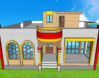 V-650| Modern Bungalow Plans – 3 Bedroom One-Floor Tiny Home with Terrace Roof (Digital PDF)