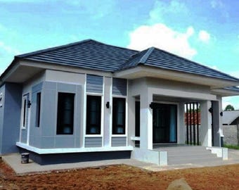V-405| #Luxe Tiny Home Plannen: Een gelijkvloerse woning met 3 slaapkamers, open indeling en een garage voor 2 auto's.