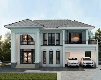 V-377| Best Selling 2-Floor House Plans idea – 4 Bedroom duplex contemporary architectural design (PDF).