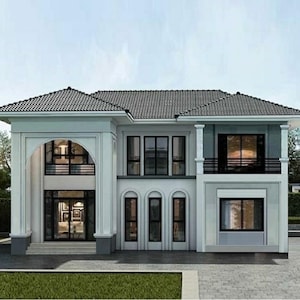 V-150| Compact Modern Five Bedroom House Plans, Blueprints Two Storey Tiny Home Design (Digital PDF)
