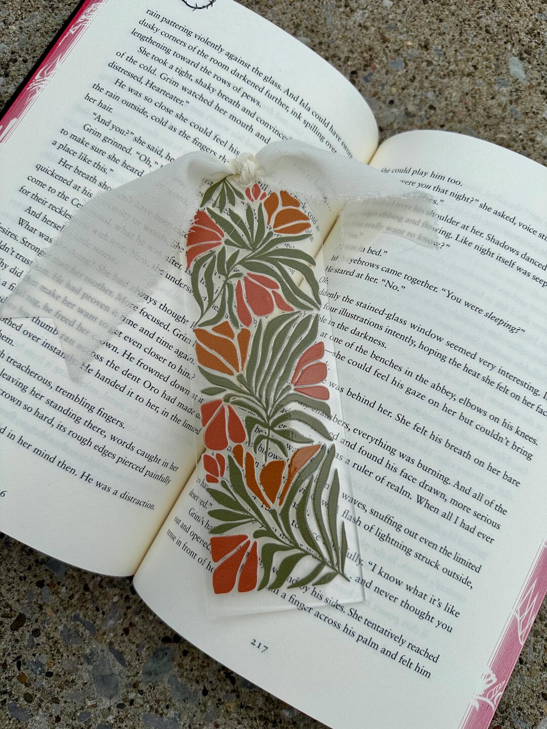 Floral Bookmark With Chiffon Ribbon • Botanical Book Lover Gift ...