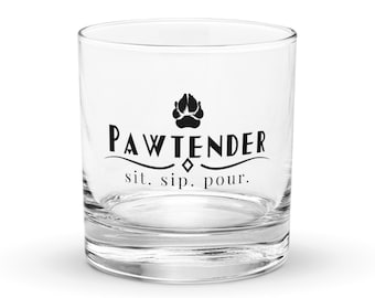 Vaso de whisky Pawtender / Vaso de whisky para amantes de los perros / Vaso de bar con diseño de perro divertido / Vaso de cóctel de regalo / Furidian Lifestyle®