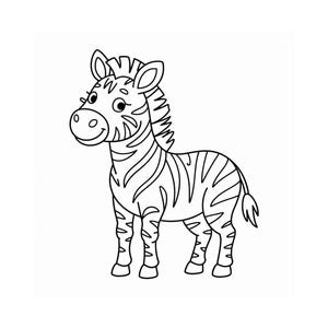 Cute zebra baby coloring page – children&#39;s coloring page, zoo animal baby to print, PDF to color