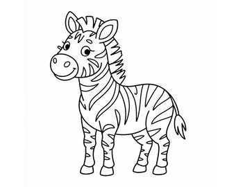 Cute zebra baby coloring page – children's coloring page, zoo animal baby to print, PDF to color