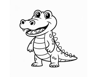 Cute crocodile coloring page, children's coloring page, baby animal zoo