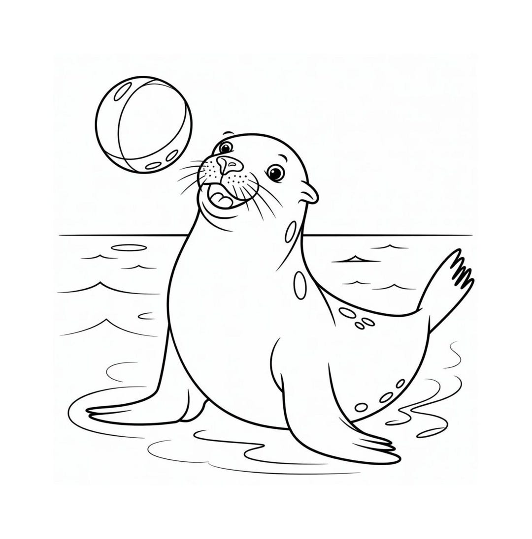 Cute Baby Sea Lion Coloring Page – Children's Coloring Page, Zoo Animal ...