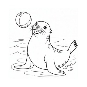 Cute baby sea lion coloring page – children&#39;s coloring page, zoo animal baby to print, PDF to color