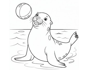 Cute baby sea lion coloring page – children's coloring page, zoo animal baby to print, PDF to color