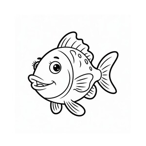 Cute baby fish coloring page – children&#39;s coloring page, sea creatures to color, PDF coloring fun