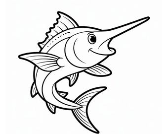 Coloring Page – Swordfish | Easy Animal Motif to Color | PDF Download
