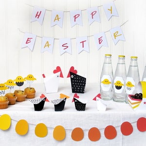 Poules et poussins imprimables - decor de pâques-kit  anniversaire- deco- boites et panier à chocolats