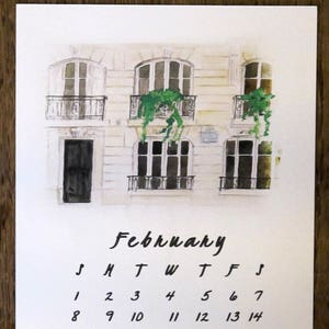 2024 Printable CALENDAR Watercolor Paris Wall Calendar papercraft, Monthly Calendar Download, diy Art Calendar, printable Christmas gift image 3