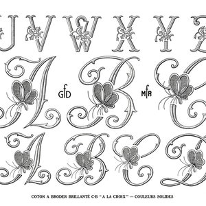 printable HAND EMBROIDERY ALPHABET pattern book, antique french victorian alphabet , Digital Wedding Monogram 24 pages embroidery  pattern