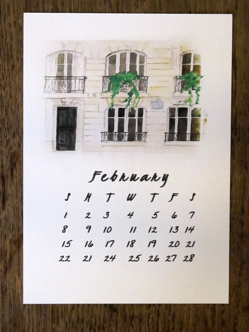 2024 Printable CALENDAR Watercolor Paris Wall Calendar papercraft, Monthly Calendar Download, diy Art Calendar, printable Christmas gift image 3