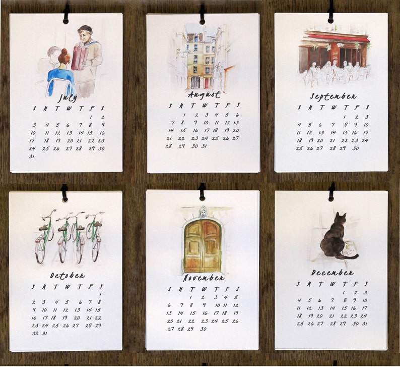 2024 Printable CALENDAR Watercolor Paris Wall Calendar papercraft, Monthly Calendar Download, diy Art Calendar, printable Christmas gift image 5