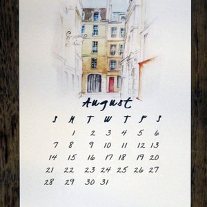 2024 Printable CALENDAR Watercolor Paris Wall Calendar papercraft, Monthly Calendar Download, diy Art Calendar, printable Christmas gift image 7