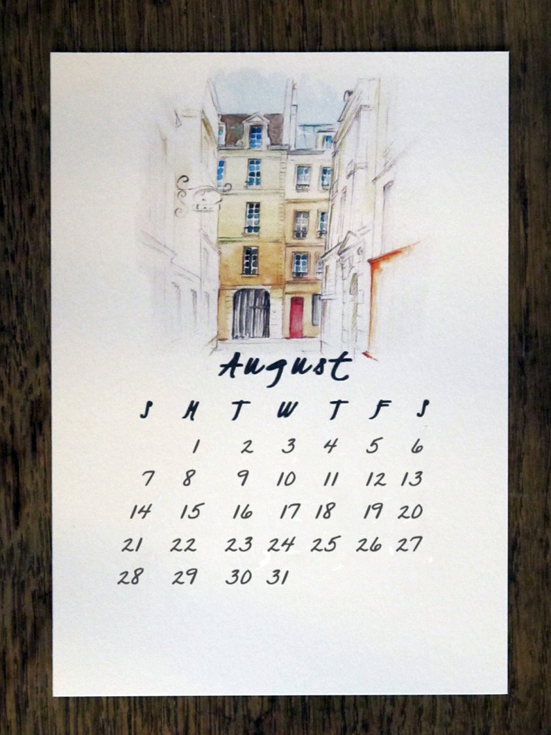 2024 Printable CALENDAR Watercolor Paris Wall Calendar papercraft, Monthly Calendar Download, diy Art Calendar, printable Christmas gift image 7