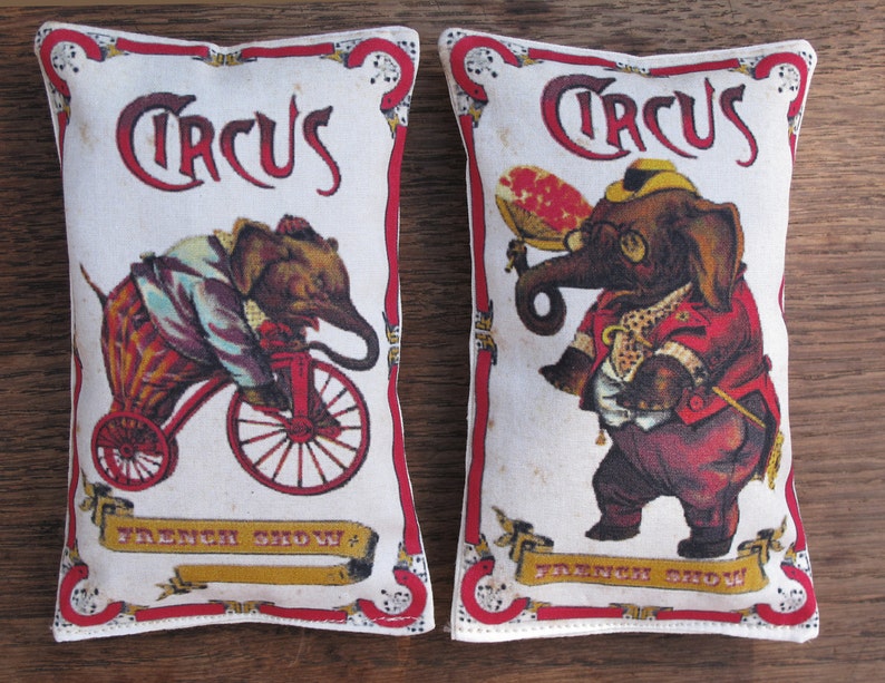 French Circus Elephant collection set of 3 organic French Lavender Sachet Mini Pillow Lavender scented sachets