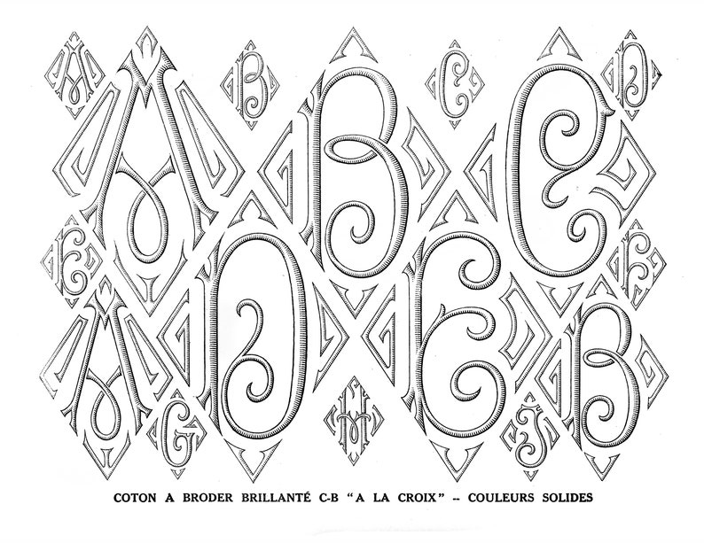 printable alphabet pattern complete antique french