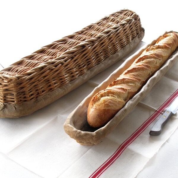 set of 2 antiques french "baguette" wicker basket