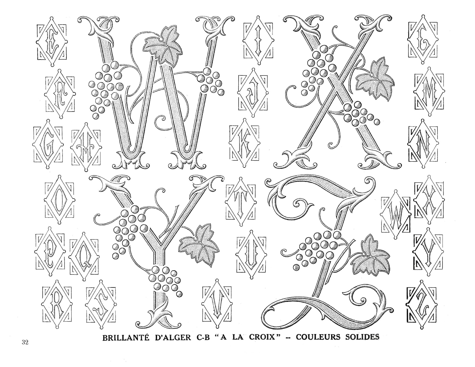 printable alphabet pattern complete antique french victorian etsy