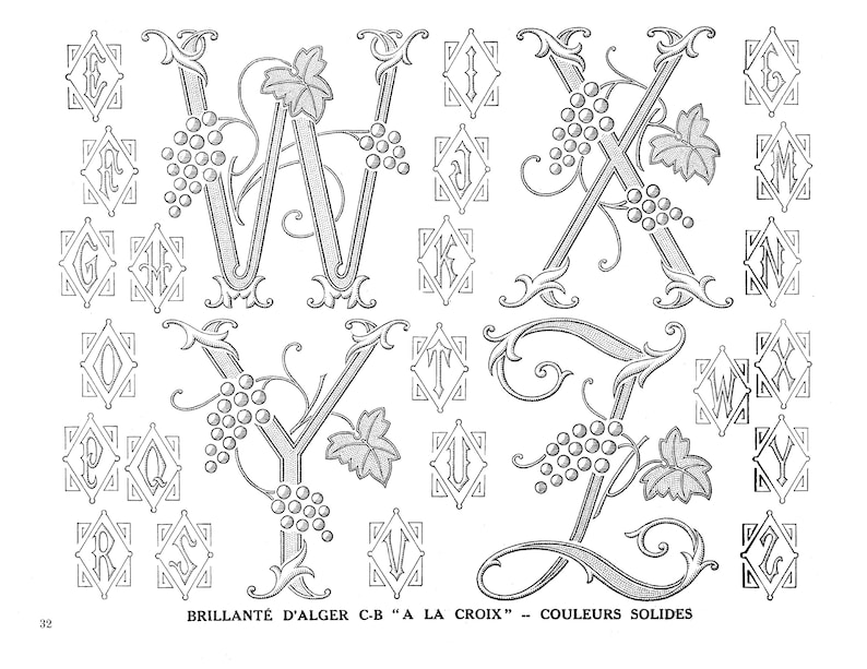 printable alphabet pattern complete antique french