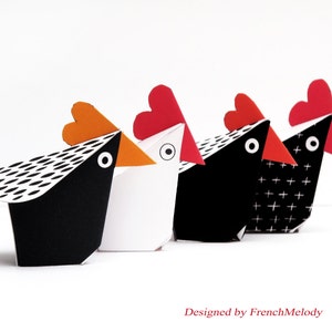 4 petites poules imprimables - decor de pâques-kit  anniversaire- deco