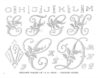 Printable ALPHABET PATTERN Complete antique french victorian alphabet pattern download Digital Wedding Monogram 32 pages embroidery  pattern