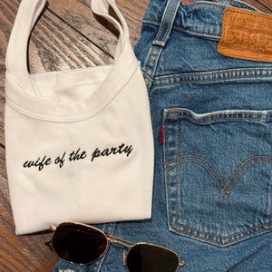 Embroidered Bridal Tank Top: Personalized Bachelorette Party Shirt