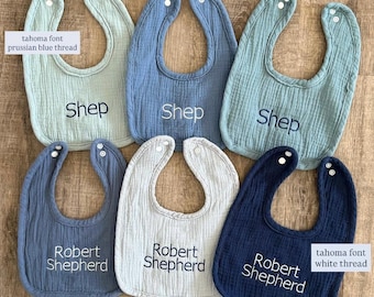 Personalized Embroidered Muslin Baby Bib: Custom Name Gift