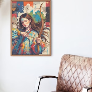 Viking Warrior Woman – Fiery Red-Haired Shieldmaiden Art Print | Nordic Digital Download | Printable Wall Art