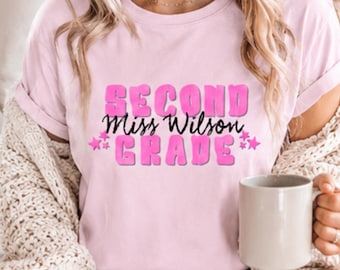 Custom Second grade teacher shirt, comfort colors tee, back to school, teacher staff shirts