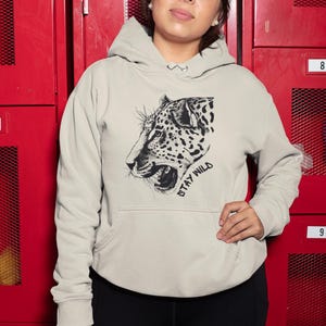 Stay Wild Unisex Leopard Hoodie, Graphic Hoodie, Leopard Apparel, Animal Lover Gift, Cool Leopard Sweatshirt