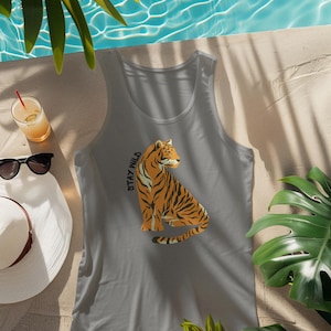 Stay Wild Graphic Tank Top, Bear Tank, Tiger Graphic, Leopard Print, Animal Print Shirt, Gift For Her