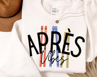 Apres Ski Sweatshirt, Retro Ski Lodge Pullover, Warm Winter Crewneck