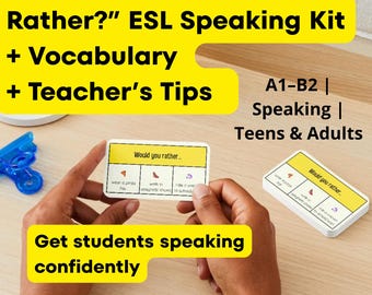 Funny Would You Rather ESL Speaking Game | Strange Conversation Teens & Adults | Printable PDF