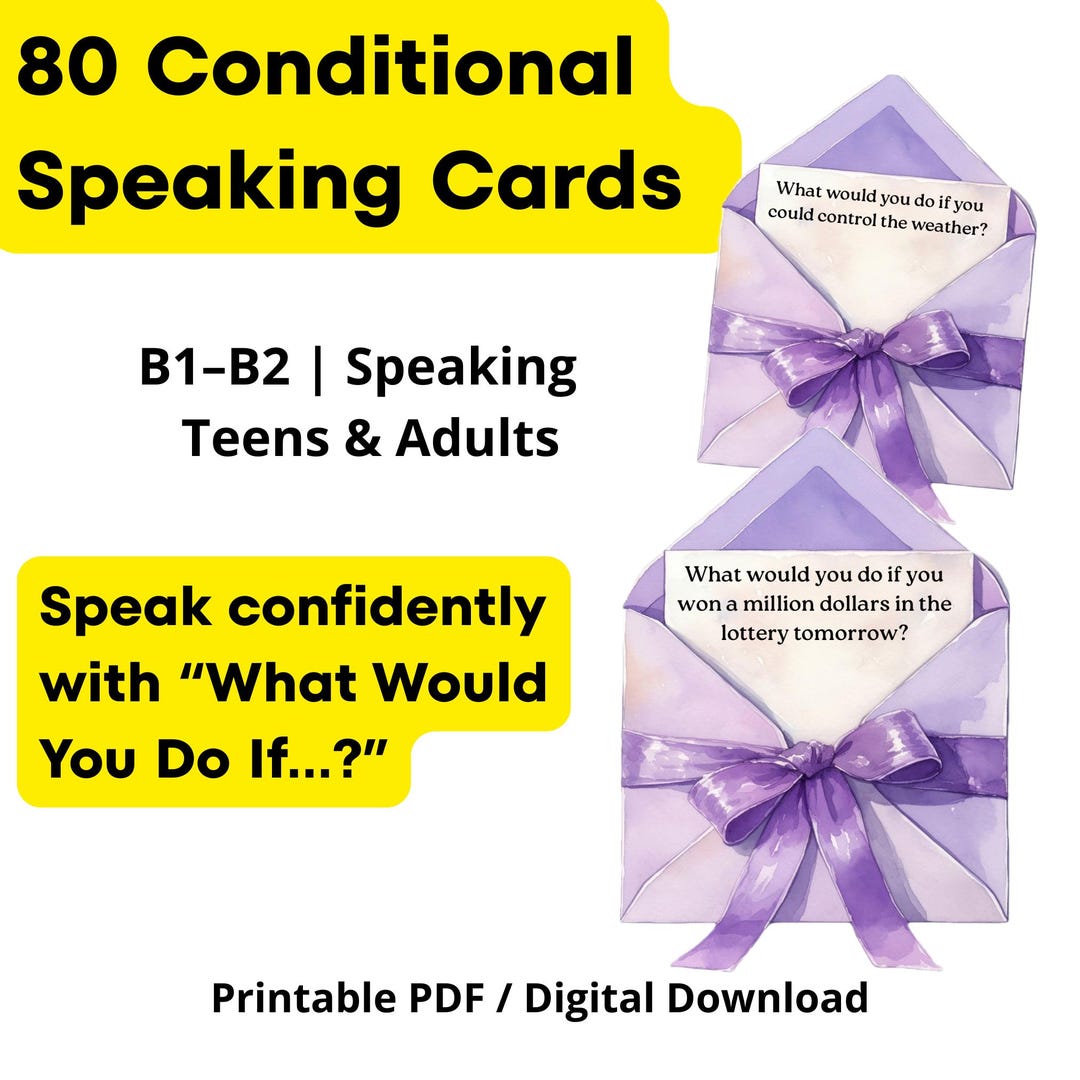 ESL 80 Speaking Cards Second Conditional Questions (printable PDF ...