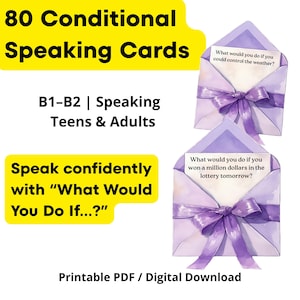 ESL 80 spreekkaarten tweede voorwaardelijke vragen (afdrukbare pdf) Flashcards voor docenten, tieners en volwassenen