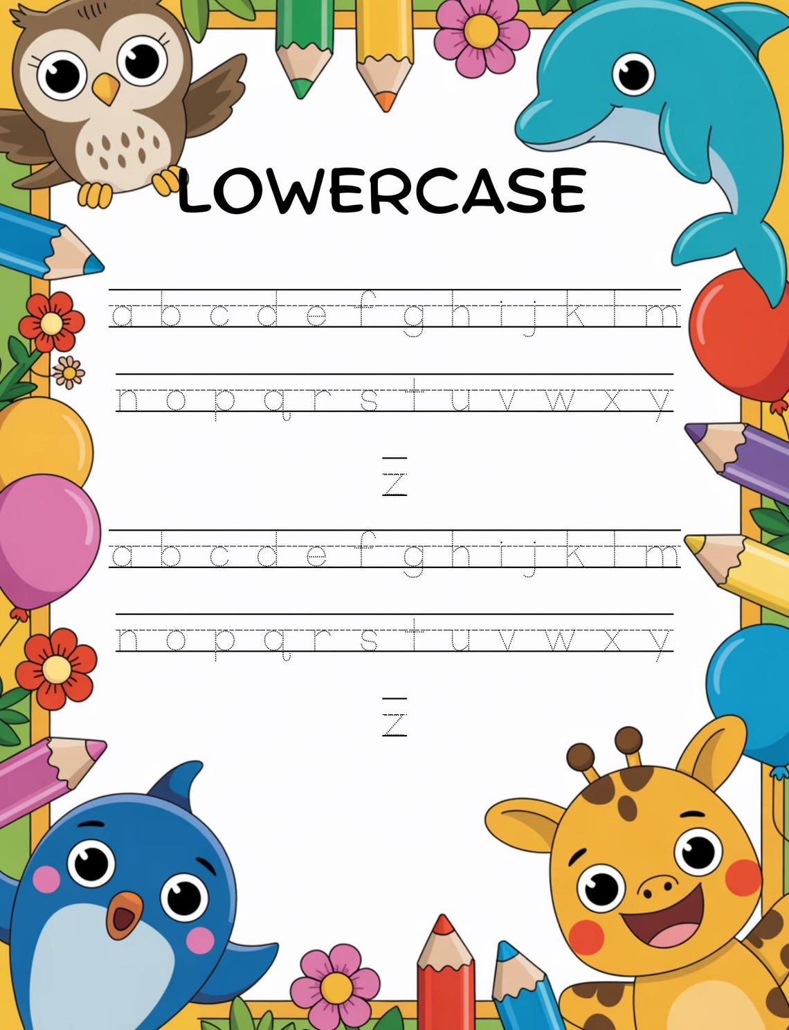 A-Z Animal Alphabet Tracing & Coloring Book for Kids (PDF) | Toddler ...