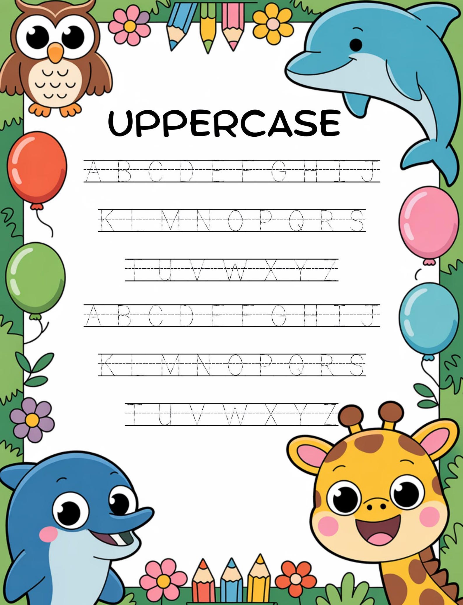 A-Z Animal Alphabet Tracing & Coloring Book for Kids (PDF) | Toddler ...