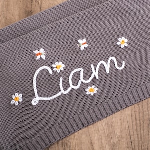 Personalized Hand-Embroidered Baby Name Blanket: Ultra-Soft Nursery Keepsake for Showers & Newborns