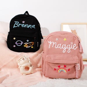 Personalized Toddler Backpack: Embroidered Custom Name Corduroy Bag