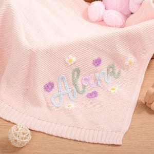 Hand-Embroidered Infant Name Blanket | Personalized Ultra-Soft Nursery Essential