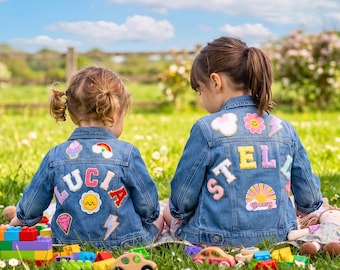 Custom Embroidered Toddler Name Jean Jacket, Personalized Kids Denim Coat, Back to School Outfit