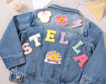Niedliche Kinder Jeansjacke mit Aufnäher, Geburtstags-Outfit