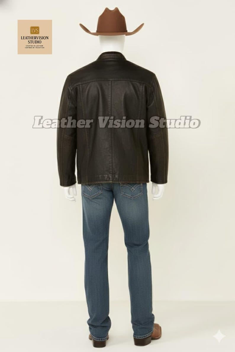Men Western Dark Brown Leather Jacket | Classic Waxed Cowboy Coat ...