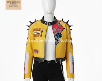 Rumi Jacket | Arden Cho Demon Hunters Yellow Leather Jacket | K-Pop Inspired Halloween Cosplay Costume