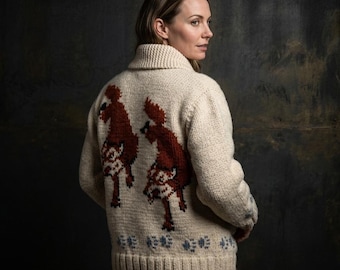 Wolf Cardigan Project Hail Mary Inspired | Mary Maxim Style Wool Sweater | Nordic ZipUp jacket